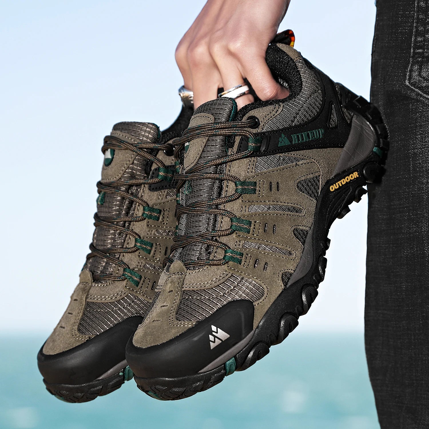 HIKEUP Men's Suede Leather Hiking Shoes – Outdoor Trekking